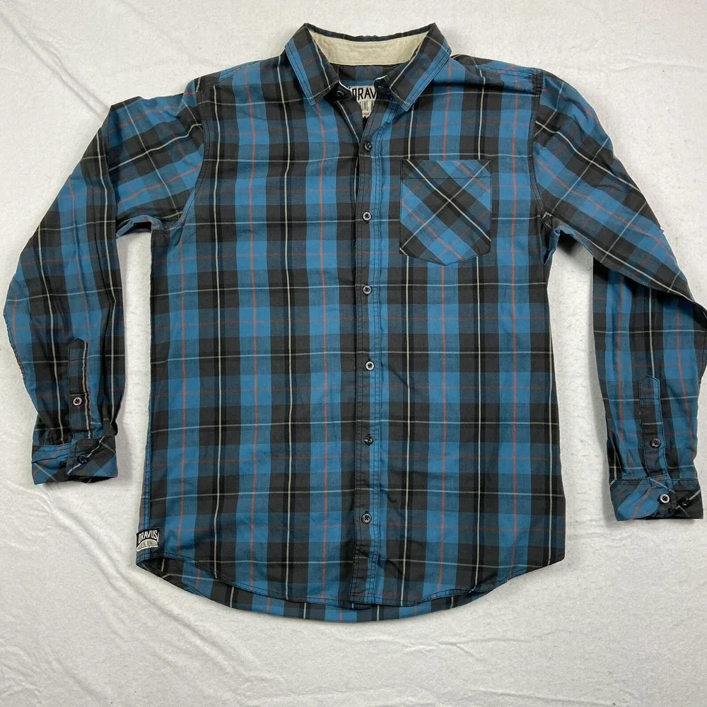 Dravus Long Sleeve Multicolor Plaid Collared Cotton Blend Shirt‎ Size L Large